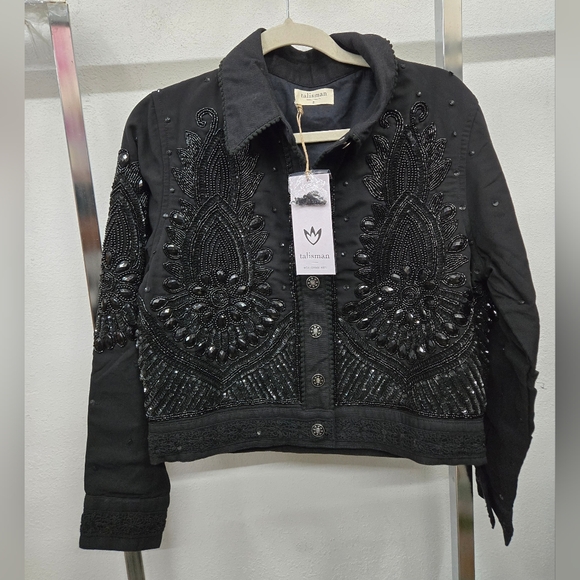 NWT Talisman Torero beaded embellished design point collar button jacket.  small - Picture 13 of 16
